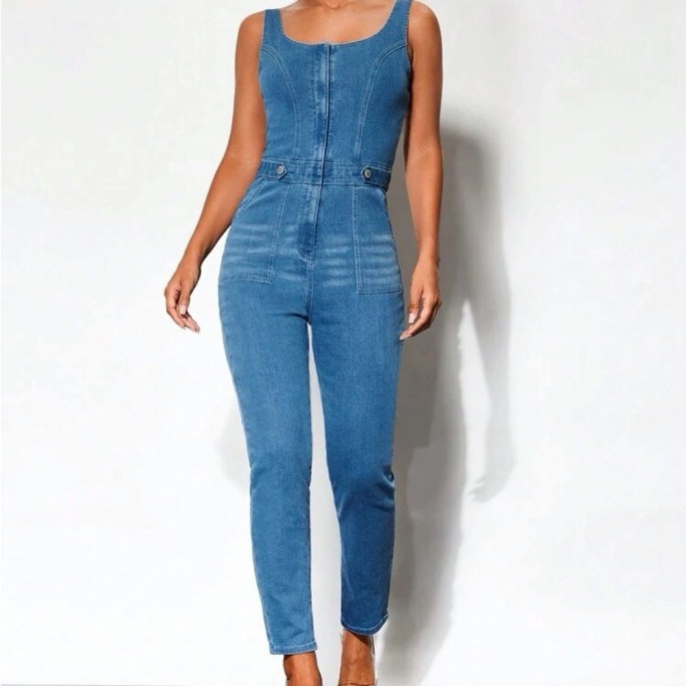 BAE Zip Up Denim Jumpsuit